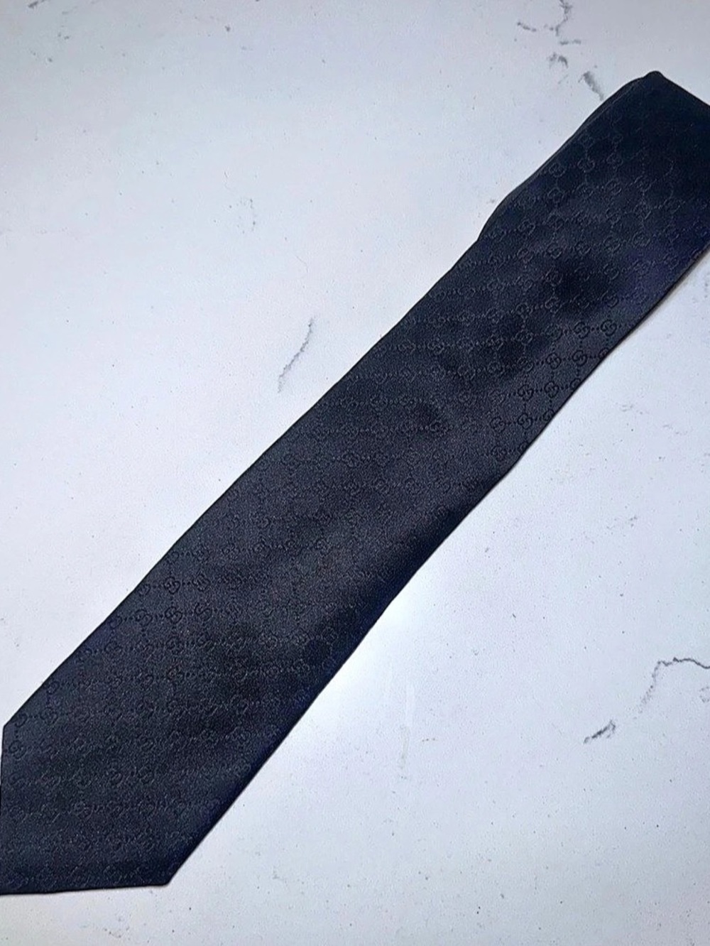 Gucci GG 100% Silk Jacquard Tie Black - Like New - No Box